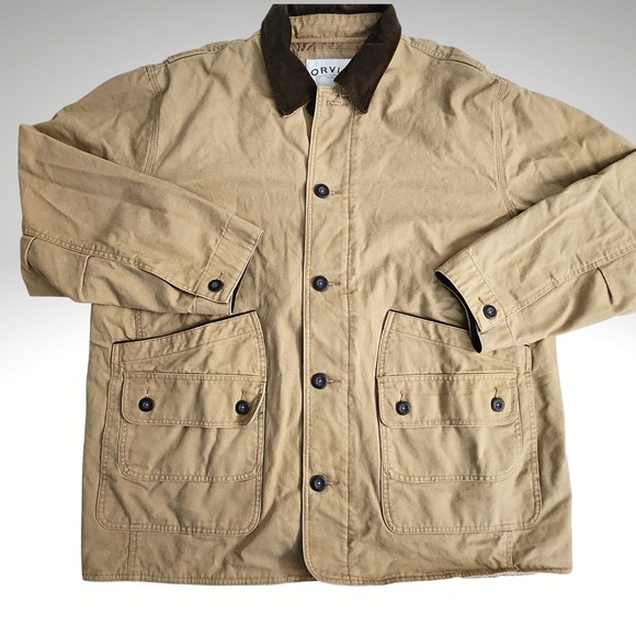 ORVIS Men’s XXL Heritage Barn Canvas Field Coat Jacket 100% Cotton Quilted Tan - Picture 1 of 8
